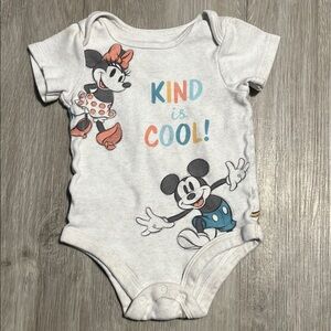 Disney White and Black Bodysuit One Piece with Mickey Mouse Design 3-6M